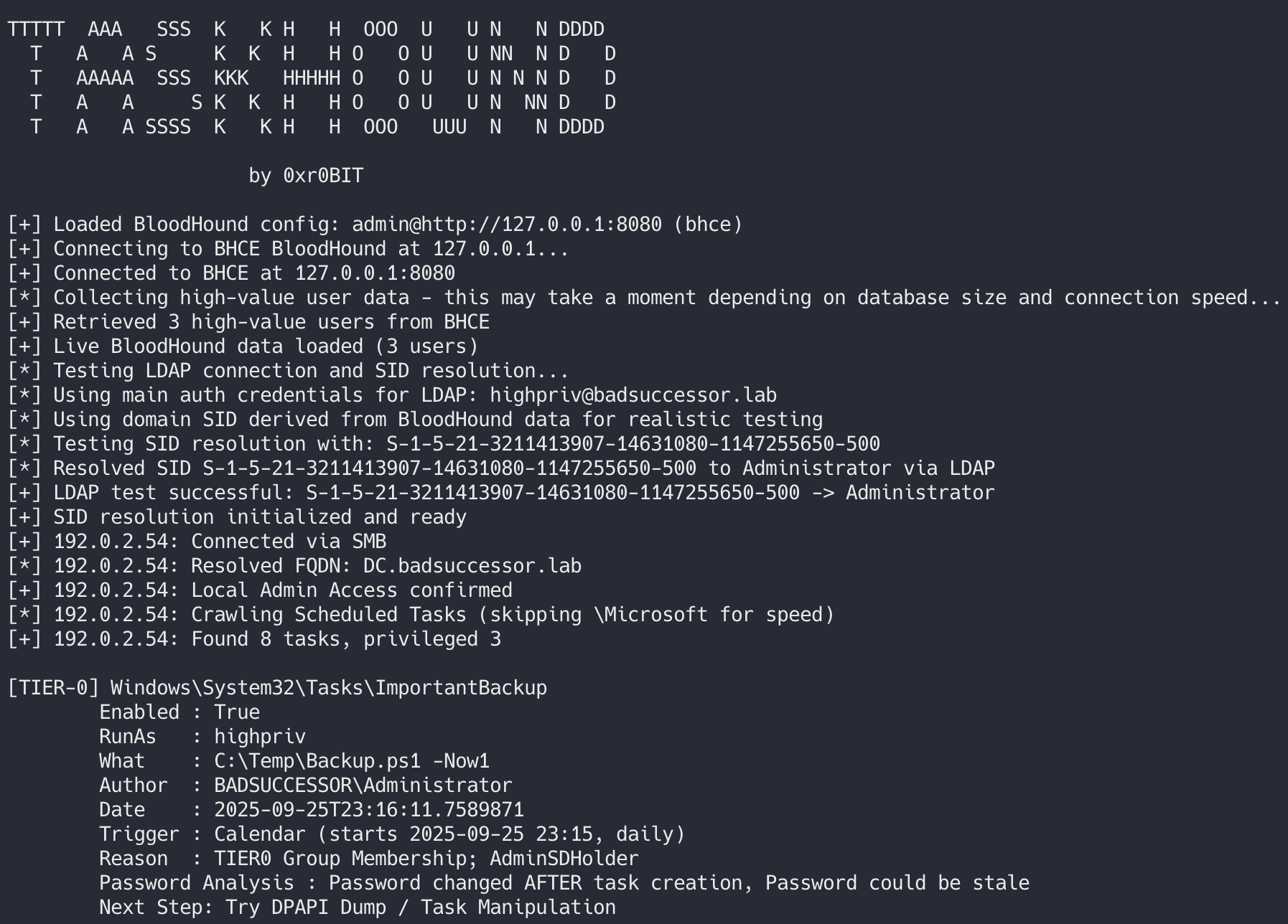 TaskHound initialization screenshot